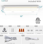 LED Under Cabinet Lighting Hardwired or Plug in, 12 Inch 6W, Dimmable 5 Color 2700K/3000K/3500K/4000K/5000K, Linkable Eyes Care Design Counter Lights for Kitchen, Sink, ETL Listed, White