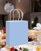 qiqee 100PCS Gift Bag with Handles Bulk Light Blue Paper Bags Assorted Sizes(33pcs Large 13",33pcs Medium 11",34pcs Small 8")