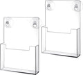 Thyle 2 Pcs Acrylic Brochure Holder with Suction Cups Wall Mount Window 9 x 6 Inch Clear Plastic Pamphlet Organizer Flyer Display Rack for Trifold Page Booklet Sticker Marketing Office Retail Shop