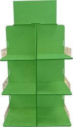 Versatile 4-Sided Rotating Display Stand for Candy, Snacks, Jams, Produce and More - Ideal for Craft Shows, Farmers Markets, and Retail Stores - 12 Shelves, Heavy-Duty Design, Easy Setup (Green)
