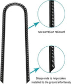 Eurmax USA U-Shaped-Rebar-Stakes-12-Inch, Ground Stakes Heavy Duty Trampoline Stakes Rebar Galvanized for Camping Tent Trampoline Accessories Dog Fence,Pack of 4(Black)