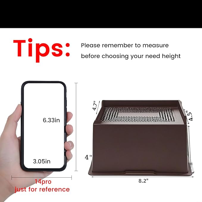 Bed Risers 4 Inch Heavy Duty, Oversized Furnitures Risers 4 inch Support 6000 lbs, Bed Table Rising Blocks, Fits for Couch, Sofa, Chair, Furniture Lifts 4 Pack,Dark Brown