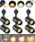 VANoopee 3-Color Zoomable 10W LED Track Lighting Heads H Type Track Light Heads Dimmable Bright Ceiling Spotlight Fixtures Accent Art, 3000K 4000K 5000K Adjustable, CRI90+ 15°-60° 1000lm Black 6 Pack
