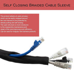 Braided Split Wire Loom Black Wire Cover Protective Harness Tubing Cable Management Self Wrap Cord Sleeve Mesh Woven 1"-24ft