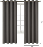 BGment Blackout Curtains for Bedroom - Grommet Thermal Insulated Room Darkening Curtains for Living Room, Set of 2 Panels (52 x 72 Inch, Grey)