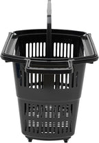 6PCS Shopping Carts,35L Shopping Basket with Wheels and Handle,Portable Plastic Rolling Sho-pping Basket for Retail Store (Black)