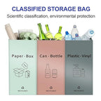 Separate Recycling Bin for Kitchen Home - Indoor Recycle Bins (Pink, Green, Gray) Waste Trash Sorting Bins, Reusable Waterproof Affordable Recycle Bags, Pack of 3 Bags