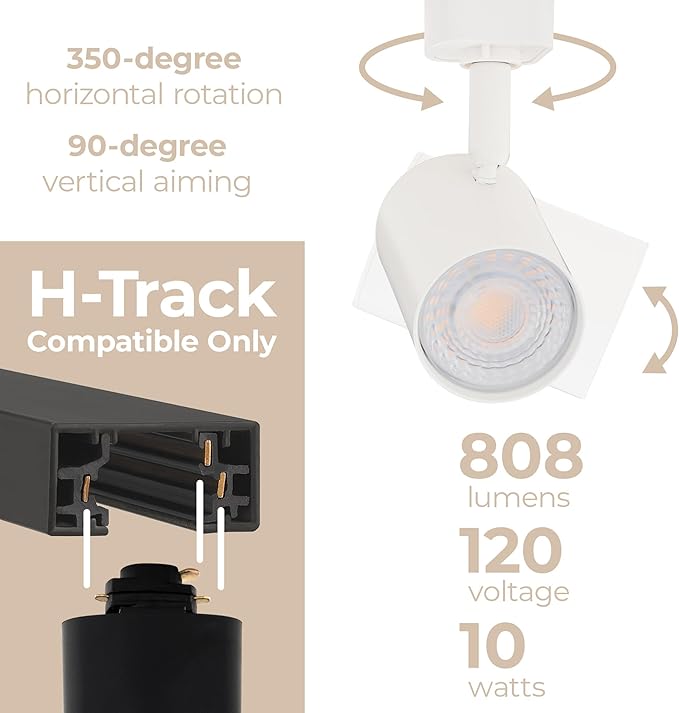 Amped Collection 3-Light 48in Field Cuttable LED Track Lighting Kit with 3 LED 3000K Warm White Track Heads, 4ft Track, End Caps, Floating Feed in White Finish
