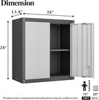GREATMEET Lockable Storage Cabinet, Metal Garage Storage Cabinets, Metal Wall Cabinet for Garage, Wall Mount Cabinet with Lock and Adjustable Shelf, Floating, Black&Grey