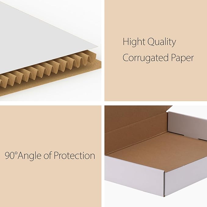 RLAVBL 30 Pack 13x10x2 Shipping Boxes, White Corrugated Cardboard Mailer Box for Packing Mailing Small Business