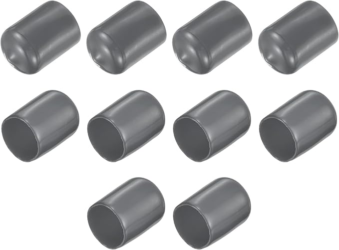 uxcell 10pcs Rubber End Caps 16mm ID Vinyl Round End Cap Cover Screw Thread Protector Dark Grey