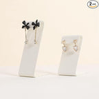 GemeShou White earring holder for girls, Leather earring display stand for selling, Jewelry earring hanger for boutique store【White-Earring stand-2pcs】