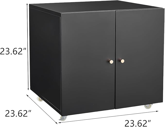 Print Mobile Printer Stand, Rolling Filing Cabinet, Lateral Office Filing Cabinet fits A4 or Letter Size for Home Office (Black, H23.62)