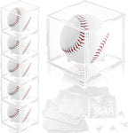 6 Pack Assembled Baseball Display Case, UV-Blocking Acrylic Baseball Holder Display Case, 3.2 Inch Cube Clear Softball Holder Box, Signed Baseballs Protector for Collectibles, Tennis Ball