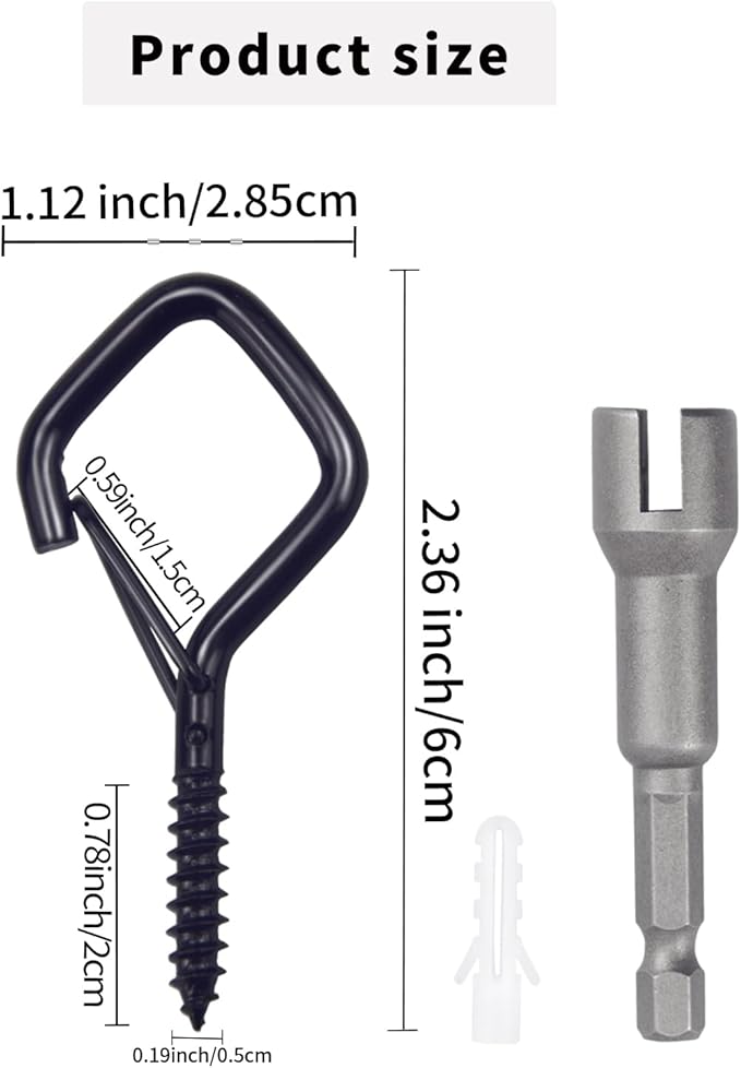 35 PCS Eye Screw Hooks for Hanging Heavy Duty with Safety Buckle.Metal Ceiling Hooks for Hanging Plants,Cup,Wind Chime,Bird Feeders,Christmas String Lights at Indoor&Outdoor,2.36 Inches Black