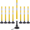 8 Pack Traffic Delineator Post Cones, High Visibility 3M Reflective Tapes, Flexible Spring Post with Detachable Base, for Highway Road Safety, Garage, Parking Lot (Yellow, 36")