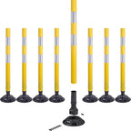 8 Pack Traffic Delineator Post Cones, High Visibility 3M Reflective Tapes, Flexible Spring Post with Detachable Base, for Highway Road Safety, Garage, Parking Lot (Yellow, 36")