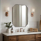 ANDY STAR Brushed Bronze Scalloped Mirror, 22"x30" Bathroom Vanity Mirror, Antique Scalloped Mirror in Premium Stainless Steel Frame, Timeless Shape with Unique Flair, Ideal for Home Remodel
