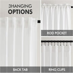 MIULEE Non-See-Through Privacy Linen Curtains 2 Panels, Light Filtering Window Curtains Farnhouse Textured Back Tab Semi Sheer Drapes for Bedroom Living Room, 52 x 96 Inches Long, Pure White