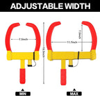 KAYCENTOP Wheel Clamp Lock Tire Lock Anti Theft Lock Fit Most Vehicles Max 11" Tire Width and 7" Reach for Trailers SUV Boats ATVs Motorcycles Golf Cart Great Deterrent Bright Yellow/Red, 3 Keys