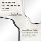 ANDY STAR 30"x55" Large Bathroom Mirror, Chrome Scalloped Mirror for Wall, Full Length Wall Mirror with Unique Notched Corner Design, Hangs Vertically or Horizontally