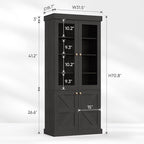Vyre 71" Tall Farmhouse Bookshelves with Glass Doors, Set of 2 – Large Modular Bookcase with Adjustable Shelves, Storage Cabinet for Living Room, Kitchen, Home Office, Black