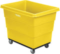 Global Industrial 12 Bushel Plastic Bulk Box Truck, Steel Chassis Base, 1000 lbs. Capacity, 4" Non-Maring Rubber Casters, Yellow, 38-2/5"L x 28-9/10"W x 33" H