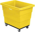 Global Industrial 12 Bushel Plastic Bulk Box Truck, Steel Chassis Base, 1000 lbs. Capacity, 4" Non-Maring Rubber Casters, Yellow, 38-2/5"L x 28-9/10"W x 33" H