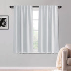 KGORGE 54 inch Curtains 2 Panel Set, Privacy Solid Thermal Insulated Bathroom Curtains Noise Reducing Room Darkening Drapes for Bedroom Living Room, Back Tab, W52 x L54 inches, Greyish White
