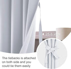 JIUZHEN Blackout Curtains for Bedroom - 60 Inch Extra Wide Thermal Insulated Room Darkening Privacy Soundproof Curtains for Living Room, Set of 2 Panels with Tiebacks, 60 x 84 inches, Greyish White