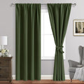 JIUZHEN Christmas Blackout Curtains for Bedroom - Thermal Insulated Room Darkening Rod Pocket Curtains for Living Room, Set of 2 Panels with Tiebacks, 42 x 84 Inch Length, Olive Green