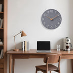Mosewa Wall Clock Silent Non Ticking Decorative for Kitchen Bedroom Bathroom Office Living Room Battery Operated 10 Inch Gray Wood Modern Simple