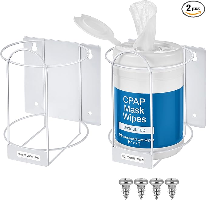 Maxcheck 2 Pack Wall Mounted Wipes Holders, Wall Brackets for Cleaning Wipes, Space-saving Organizer for Kitchen, Bathroom, Household, Office, Hospital, Gym, Public Restrooms(White)