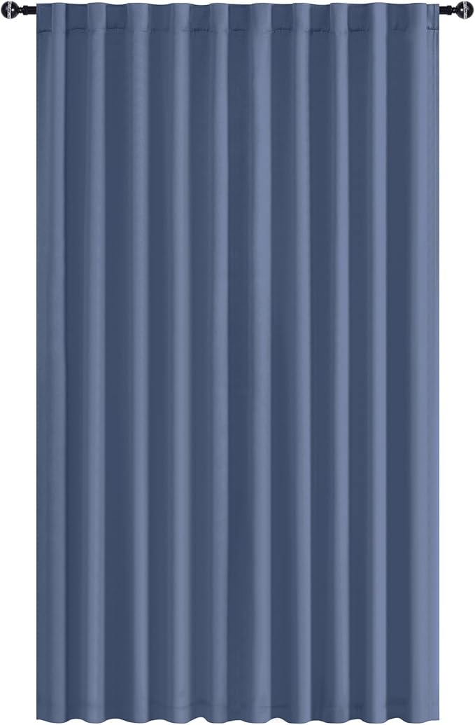 Hiasan Room Divider Curtains Patio Sliding Door Blackout Curtain Privacy Room Thermal Insulated Noise Reduction Panel with Back Tab & Rod Pocket for Bedroom Partition(80 x 84 Inches, Dusty Blue)