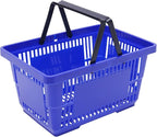 12PCS Shopping Baskets with Handles, 21L Plastic Grocery Basket for Retail Store, Supermarket, Grocery Shopping |17" x 12" x 9" Portable Shop Basket (Blue)