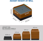Bed Furniture Risers 1.5 inch, Square Adjustable Risers Blocks for Bed Sofa Table and Couch Lifting，Heavy Duty Support Up to 1,300 Lbs (4 Pack-Brown)