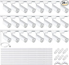 Super Brightness 6000K Cool Light Dimmable Brightness 25W 2000lm H Type LED Track Lighting Kit System with 26 FT Track Rails, Ceiling Spotlight Fixture with Installation Package
