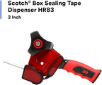 3M Scotch Box Sealing Tape Dispenser HR83, Portable, Hand-Held, High-Impact Plastic, 3 in