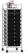Giantex Rolling Storage Cart with 10 Drawers, Utility Cart with Tabletop, Drawer Organizer with Wheels for Craft Art Paper Tool, Mobile Organization & Sorting for Office Home School School Supplies