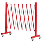 GYMTIME Easily Assembled Expandable Metal Barricade, 11 Feet, Red and White, Portable Safety Barrier with Casters, Flexible Fence Mobile Barrier Gate, Adjustable Traffic Fence