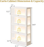 Display Cabinet with Acrylic Glass Doors,4-Tiers Curio Cabinet with LED Lighting for Collectibles, Collectibles Toy Organizers Rack & Display Shelf Display Case Storage Cabinet, Antique White