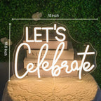 Let's Celebrate Neon Sign Warm White LED Neon Lights for Wall Decor USB-Powered Neon Signs for Living Rooms, Dining Rooms,Thanksgiving and Party Decorations(15"x10.6")