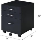 File Cabinet,3 Drawers Filing Cabinet for Home Office,Storage Drawers,with Wheels,Rolling Mobile,Printer Stand,Office,WorkHanging File Folders,19" L x 16" W x 22" H,Black