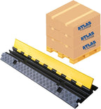 Kable Kontrol Atlas Heavy Duty Cable Protector Ramp - 2 Channel Bulk Wholesale Pallet - 20 Pcs - 40” Long Black & Yellow - 24,000 Lbs Capacity - Rubber Speed Bump Wire Protector Cord Cover - CP9987