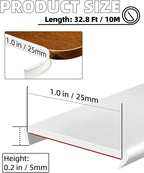 U-Shape White TPE Edge Banding 32.8Ft Self-Adhesive Flexible Edge Trim, Furniture Edge Protector & Countertop Molding (W:1.0'' H:0.2'')