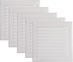 Vent Systems 6 x 6 Inch (Inner) - Pack of 5 - White Metal Soffit Vent Cover - Durable Square Air Vent Grille with Mesh Screen - Weather Resistant Ventilation Grill - Wall & Ceiling Indoor & Outdoor