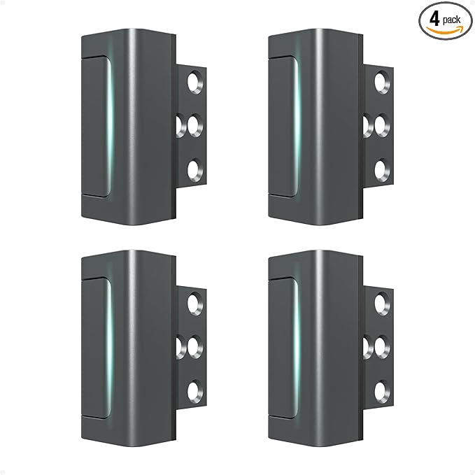 4Pack Home Security Door Reinforcement Lock Childproof, Door Lock for Kid Safety, Door Latch Stopper for Front Door Inside Top of Door, Aluminum Construction Finish