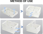 20 L Collapsible Shopping Basket, plastic basket, Basket with Handle, M (White)