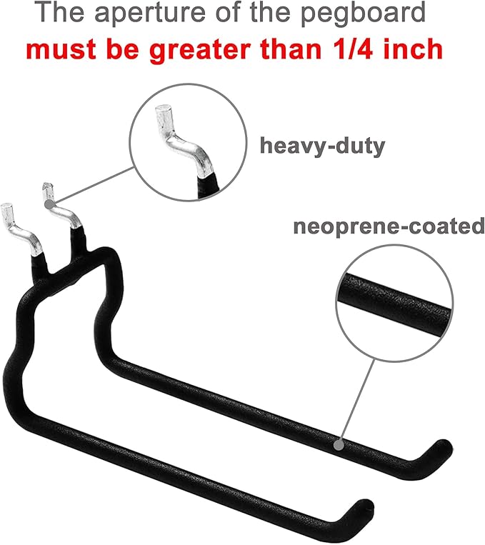 12 PCS Heavy Duty Pegboard Hooks, for Organizing Various Tools, for 1/4 Inch Pegboard, Black