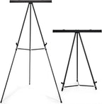 Falling in Art Aluminum Flip Chart Display Easel Stand with Adjustable Floor for Boardroom, Whiteboard, Paper Pads, Signage, 63 1/2'' High, Black
